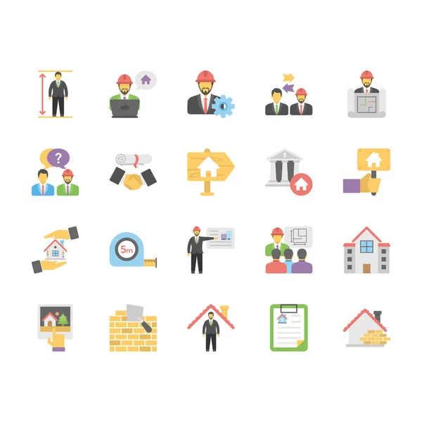 Real Estate Flat Colored Icons Set 11 - Stok Vektor