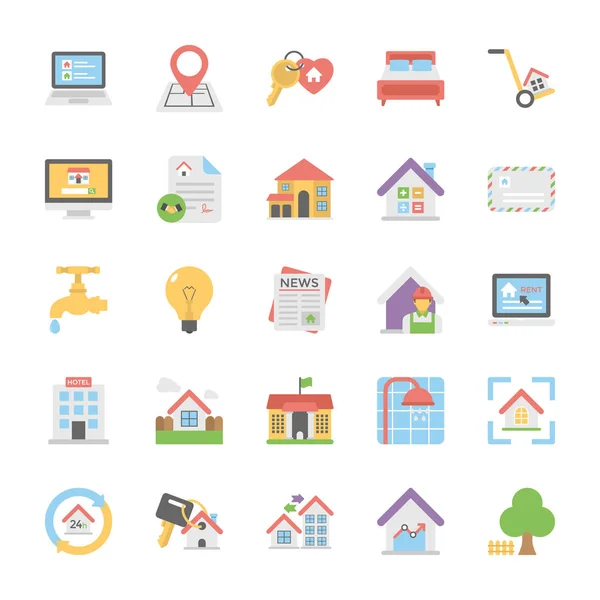 Real Estate Apartamento Iconos de colores Set 6 — Vector de stock