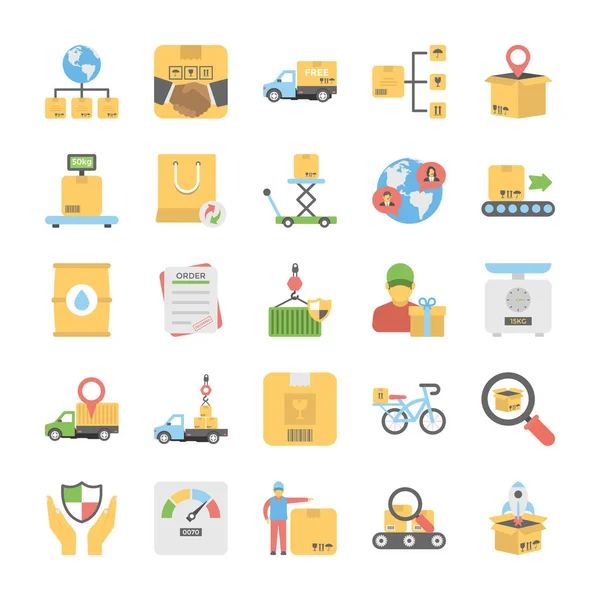 Logistieke levering platte gekleurde Icons Set — Stockvector