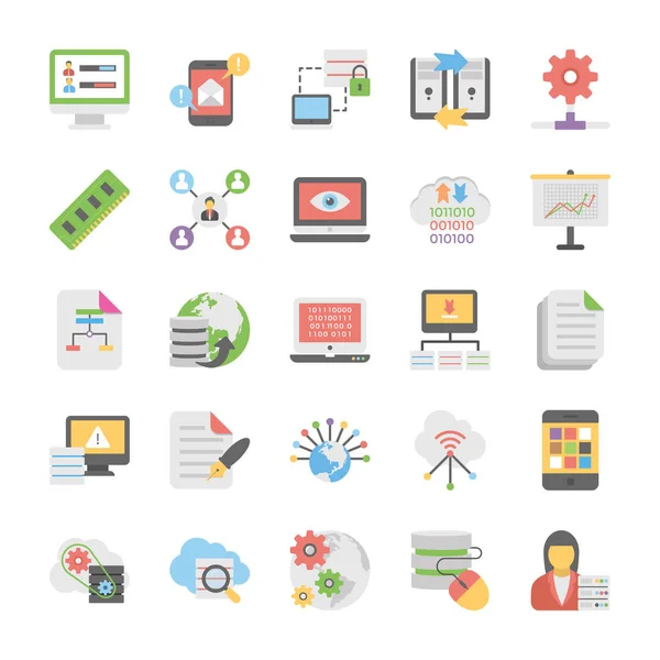 Cloud Computing düz Vector Icons 8 Set — Stok Vektör