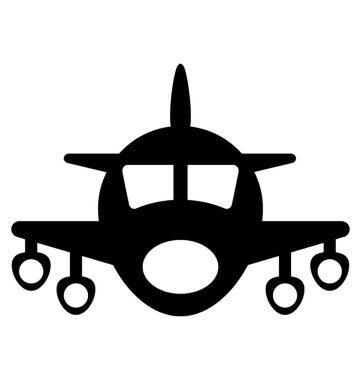  Uçak glif vektör simgesi