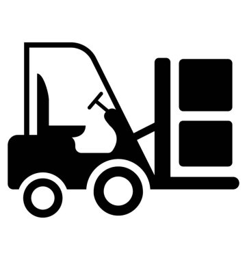  Forklift kamyon glif vektör simgesi