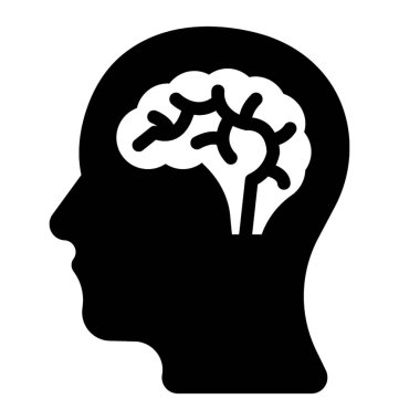  Beyin glif vektör simgesi