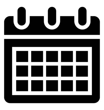  Takvim glif vektör simgesi 