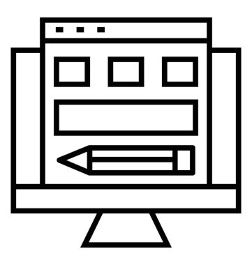  Web tasarım çizgisi vektör simgesi