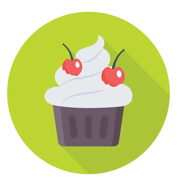 Ikona wektor wiśnia cupcake — Wektor stockowy