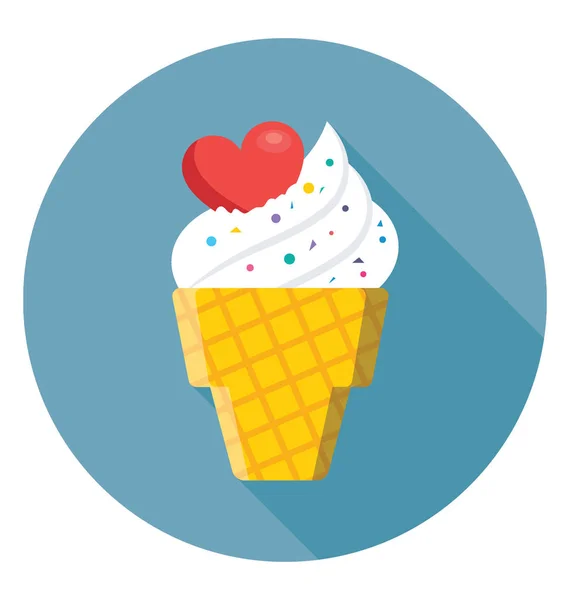 Καρδιά σε εικονίδιο διάνυσμα κώνου παγωτό — Διανυσματικό Αρχείο