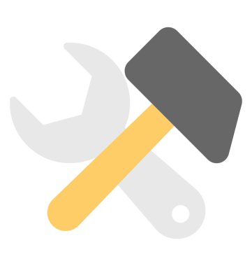  Somun anahtarı ve çekiç vektör simgesi