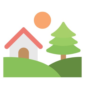  Kırsal ev vektör simgesi