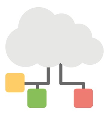  Dağıtılmış bulut veritabanı vektör simgesi
