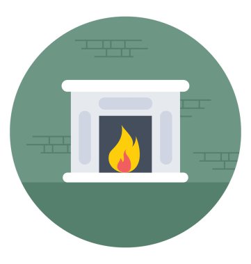  Şömine vektör simgesi