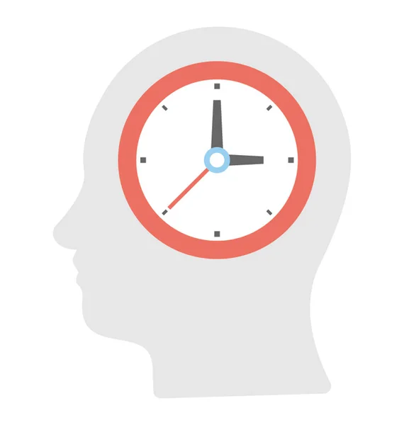 Gehirn-Uhr-Vektor-Symbol — Stockvektor