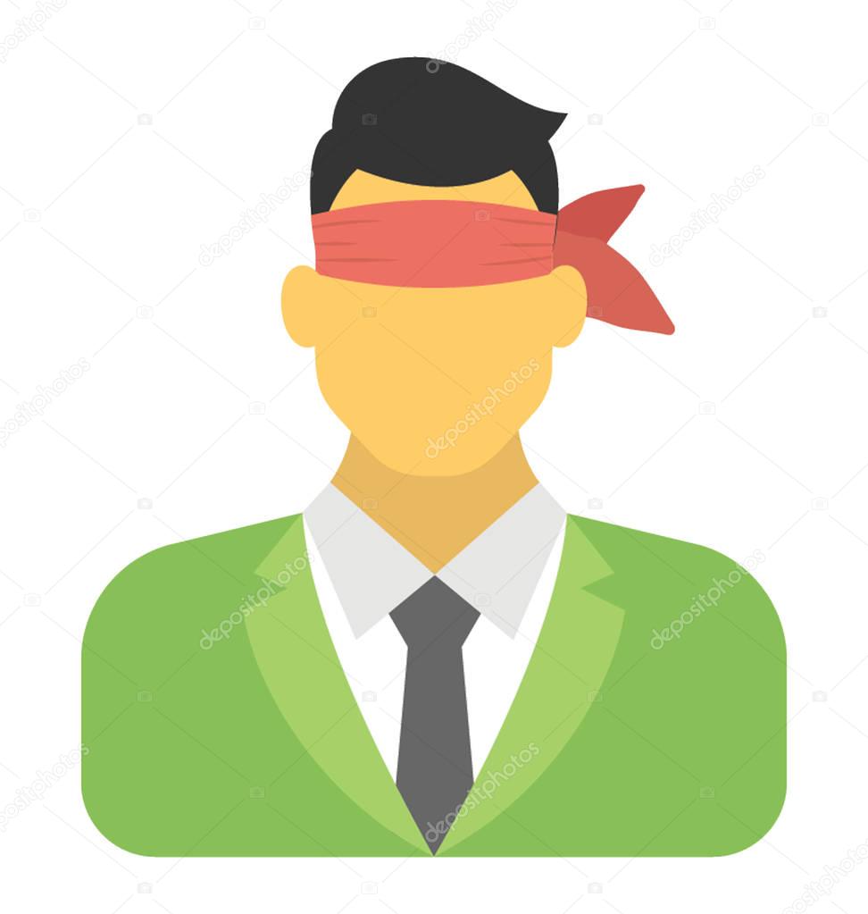  Blindfolded Businessman Vector Icon