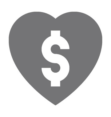 Doları kalp vektör simgesi