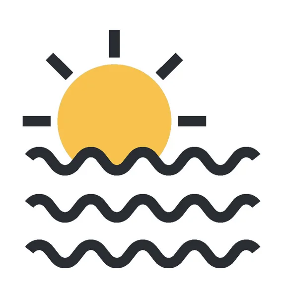 Sea Sunset Color Vector Icono — Vector de stock