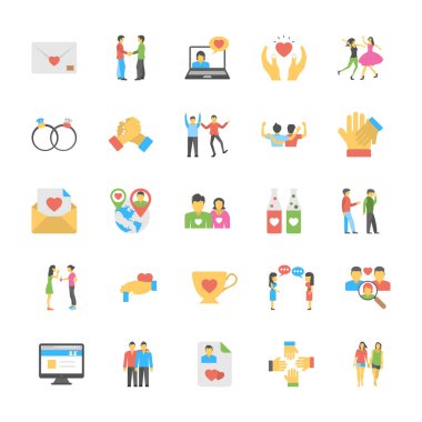  Arkadaşları ve dostça ilişki düz Icons set