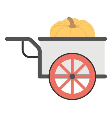  Pumpkin In Wagon or Pumpkin Cart Flat Icon clipart
