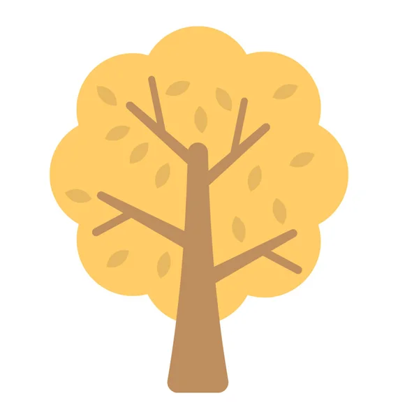 Drzewo w ikona jesień płaskim — Wektor stockowy