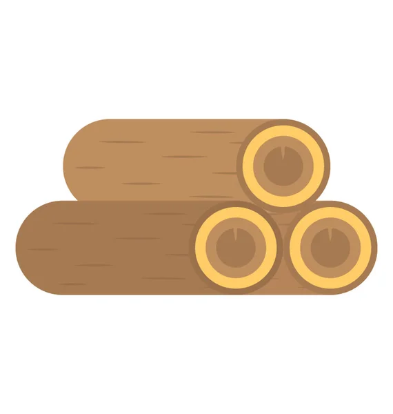 Pila de madera plana icono — Vector de stock