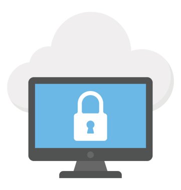  Güvenli bulut bilgi işlem düz simgesi