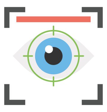  Göz tarayıcı kilit düz simgesi