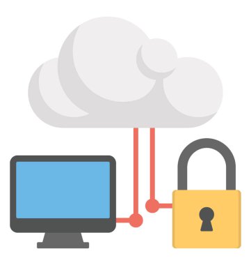 Güvenli bulut bilgi işlem düz simgesi