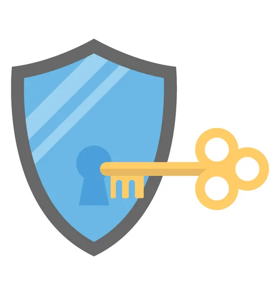 Ochrony odblokować ikona klucz płaski — Wektor stockowy