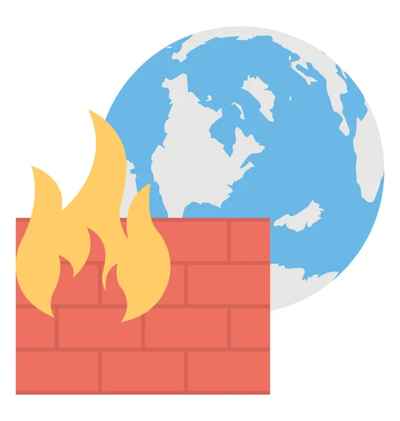 Síťový Firewall ochrana ploché ikona — Stockový vektor