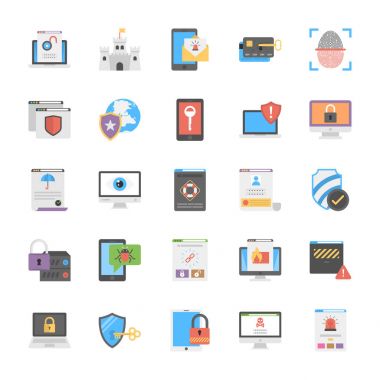  Set Of Cyber Security Icons Flat Design clipart