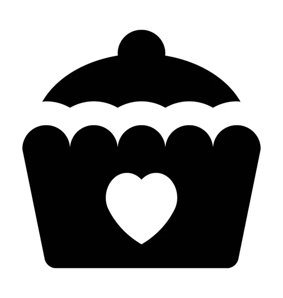 Muffin with Heart Vector Icon — Stock Vector