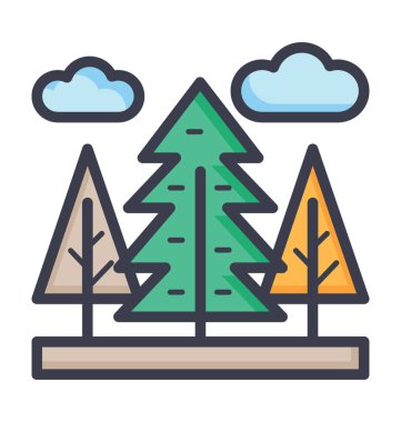 Çam ağaçları vektör simge doğa, park, bitki, ağaç satırı vektör simgesi.