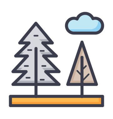 Çam ağaçları vektör simge doğa, park, bitki, ağaç satırı vektör simgesi.