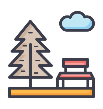 Çam ağaçları vektör simge doğa, park, bitki, ağaç satırı vektör simgesi.