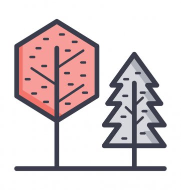 Çam ağaçları vektör simge doğa, park, bitki, ağaç satırı vektör simgesi.