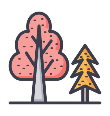 Orman vektör simge doğa, park, bitki, ağaç satırı vektör simgesi.