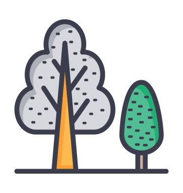 Orman vektör simge doğa, park, bitki, ağaç satırı vektör simgesi.