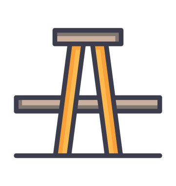 Piknik masa vektör simge doğa, park, bitki, ağaç renkli vektör simgesi.