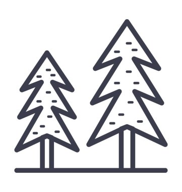  Yaprak dökmeyen ağaçlar vektör simge doğa, park, bitki, ağaç hattını vektör simgesi.