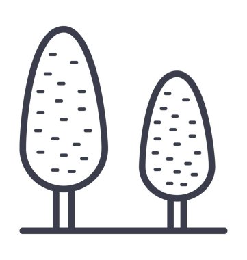  Servi ağacı vektör simge doğa, park, bitki, ağaç hattını vektör simgesi.