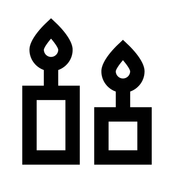 Brandende Kaarsen Vector Icon Kerstmis Pasen Lijn Vector Pictogram — Stockvector