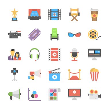 Film yapım ve Post Prodüksiyon düz simgesini tasarımlar