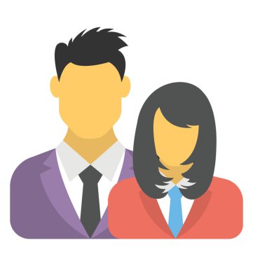 Erkek ve dişi personel temsil eden düz simgeler