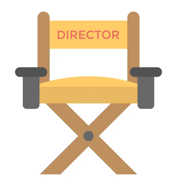 Icono Plano Diseño Silla Director — Vector de stock