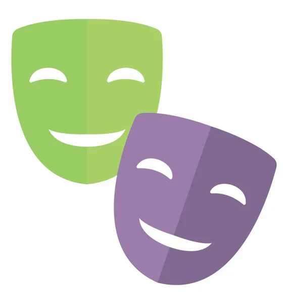 Masks Flat Icon Design Showing Theatre Masks — Stock Vector