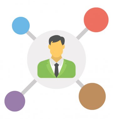 Sosyal medya ağı bayraklarında çeşitli bağlantıları olan bir kişi