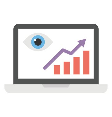 Web pazarlama veri ve Seo kavramı izleme temsil eden bir göz ile bir bilgisayar ekranı