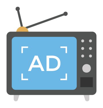 Televizyon reklam basit düz simgesi tasarım
