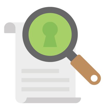 Düz simgesi tasarım web sayfası güvenlik araması, bir büyüteç ve web sayfası