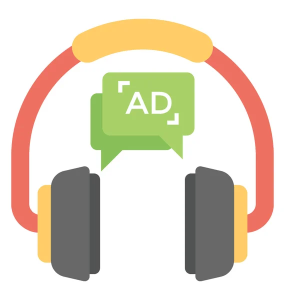 Навушники Рекламними Повідомленнями Представляють Рекламну Консалтингову Онлайн Підтримку — стоковий вектор