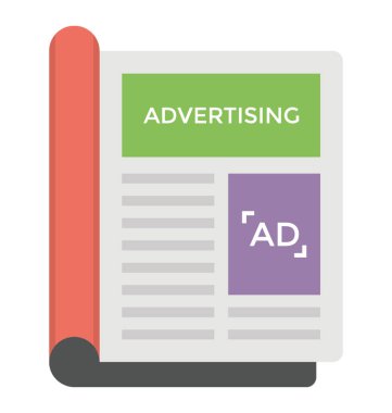 Bir gazete reklamları düz simgesi tasarım